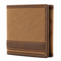 Portefeuille pliant 12 x 9.5 x 2 cm en toile et similicuir marron style classique