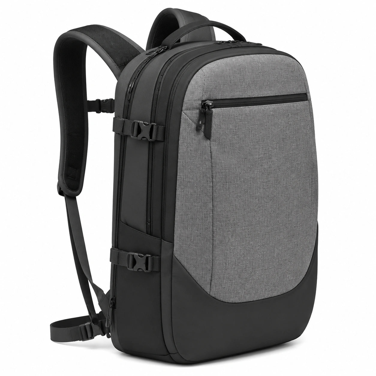 Sac à dos 32 x 20 x 48 cm textile gris noir pour voyage avec compartiments zippés