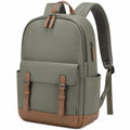 Sac à dos 45 x 30 x 15 cm en similicuir vert olive et marron avec poches multiples