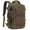 Sac à dos 48 x 30 x 20 cm en tissu kaki marron à compartiments zippés style utilitaire