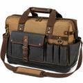 Sac à outils 45 x 25 x 30 cm en toile marron et noir à bandoulière