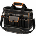 Sac à outils 40 cm en polyester noir et orange à bandoulière avec poches de rangement