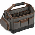Sac à outils 40 cm en textile gris/marron avec rangements portable