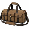 Sac de voyage 55 cm en toile marron à bandoulière avec poches