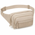 Sac banane 23 x 14 x 7 cm en tissu synthétique beige avec ceinture réglable