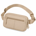 Sac banane 25 x 16 x 6 cm en polyester beige à poches zippées réglable