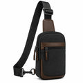 Sac bandoulière 18 x 7 x 32 cm noir marron en textile avec poches zippées
