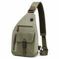 Sac à bandoulière 18 x 8 x 32 cm en similicuir vert kaki pour usage quotidien avec poches zippées