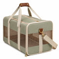 Sac de transport pour animaux 45 x 28 x 30 cm en tissu vert avec panneaux en maille et bandoulière