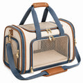 Sac de transport pour animaux 45 x 28 x 30 cm en textile beige bleu et marron avec maille respirante