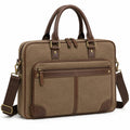 Sacoche pour ordinateur portable 40 x 10 x 30 cm en toile marron avec bandoulière réglable